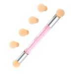 Dvostrana spužvasta četka za ombre i nail art s ružičastim kamenčićima