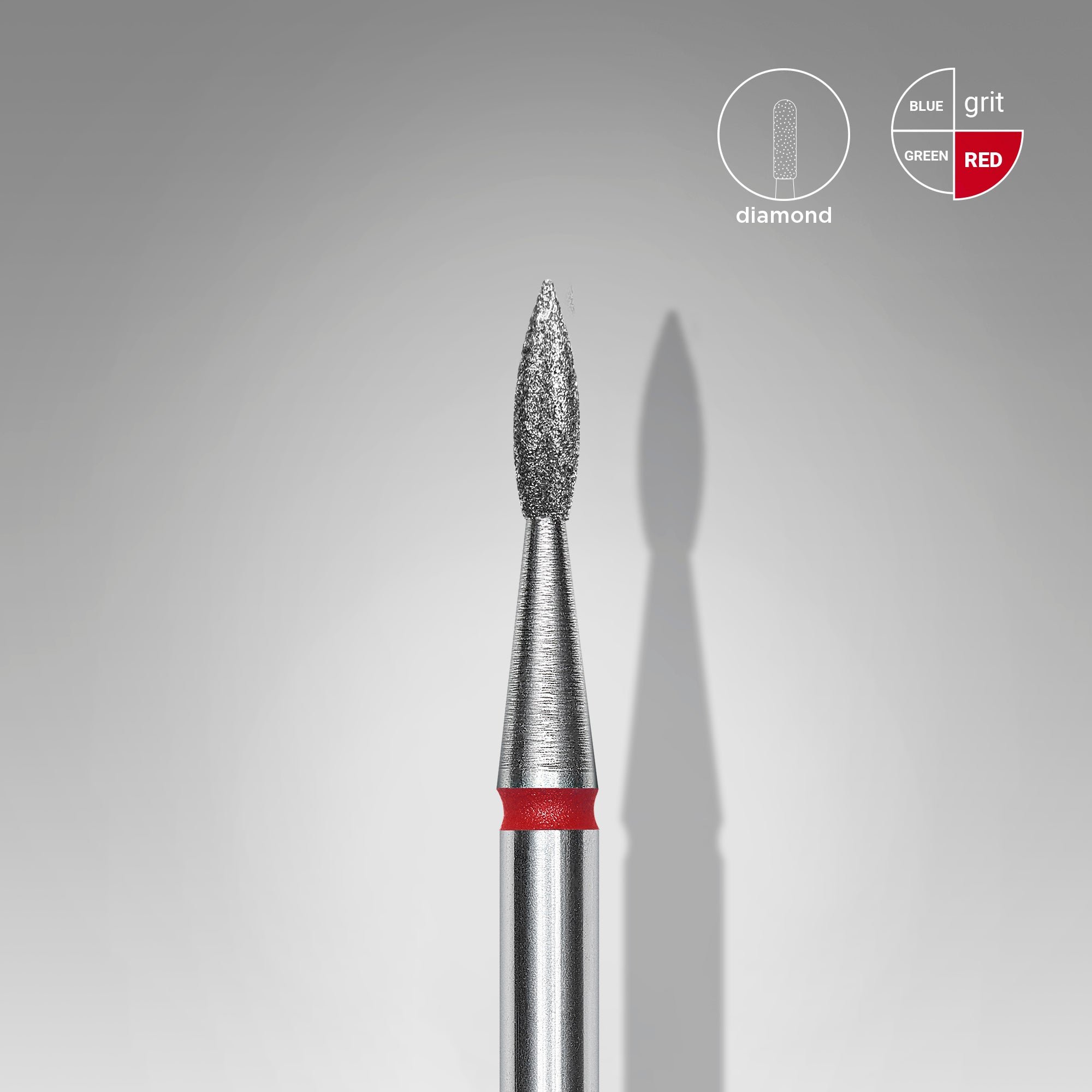 2025/08/1000124457.jpg Diamond nail drill bit pointed flame red EXPERT head diameter 1,8 mm / working part 8 mm - Image 1